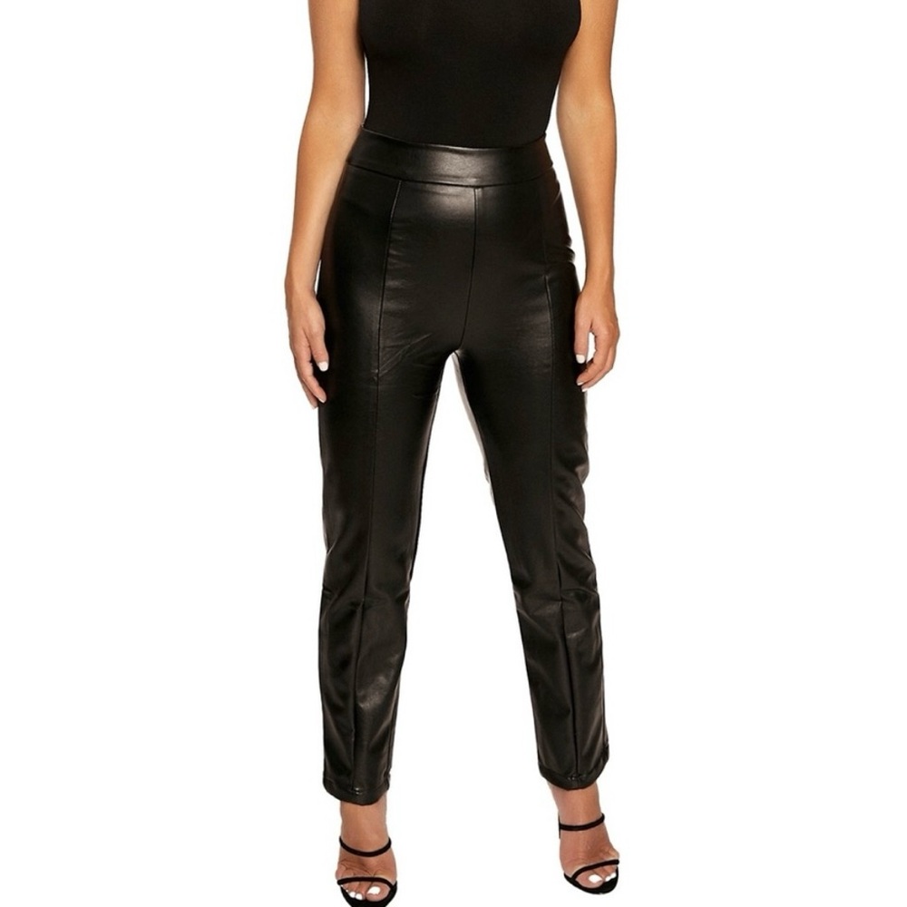 NWT Naked wardrobe faux leather straight leg pants- size medium